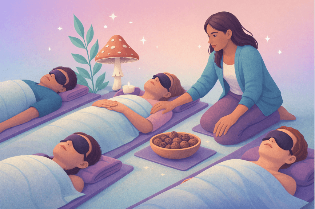 guided psilocybin retreat with woman guide